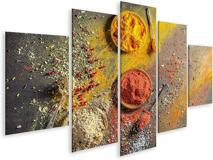 islandburner Bild auf Leinwand Vivid Gewürze Und Kräuter Auf Altem Tisch Bilder Wandbilder Poster Le