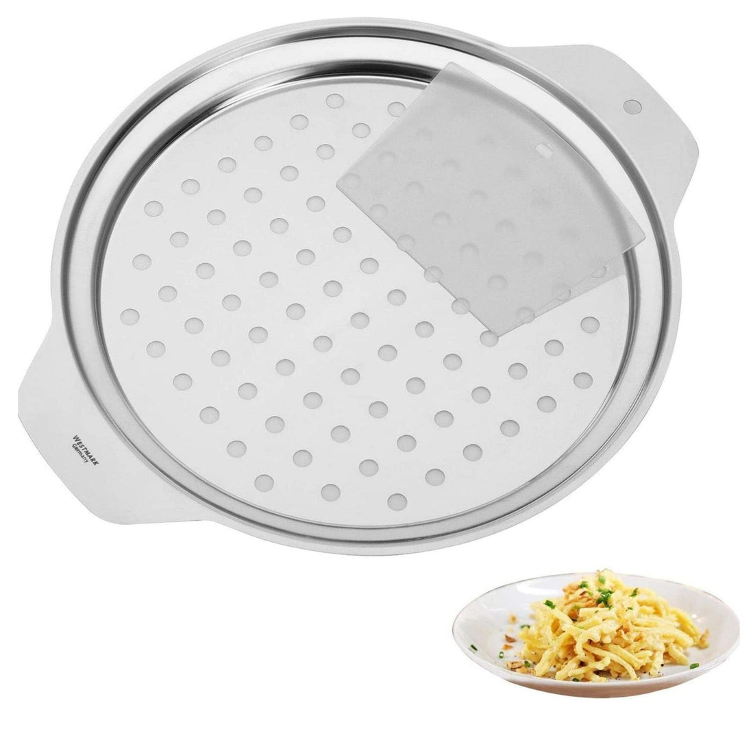 Westmark Spätzleblech/Topfaufsatz + Schaber - mühelose und schnelle Herstellung von Spätzle - Spätzl