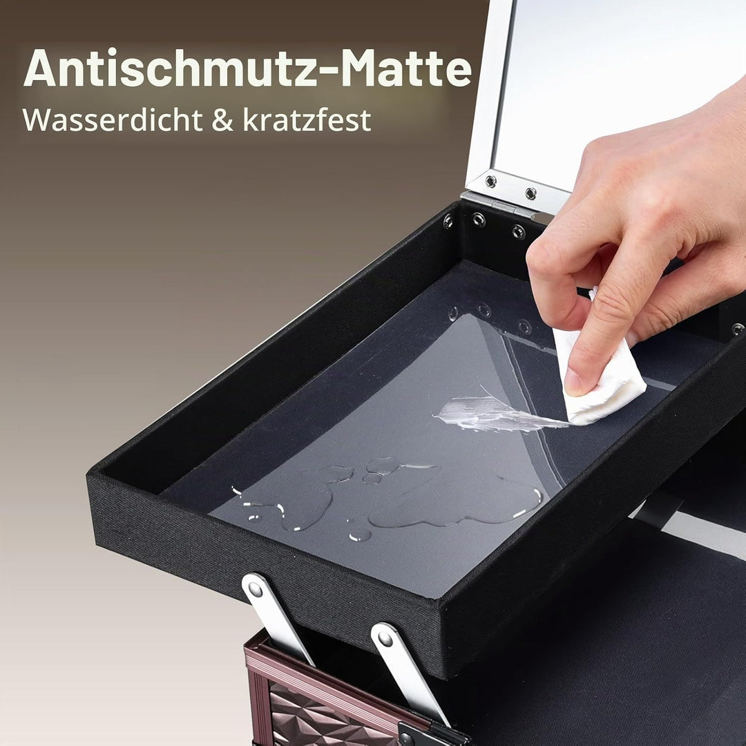 Kosmetikkoffer Schminkkoffer Leer Make up Koffer mit Spiegel Abschliessbare Beauty Case Nagelkoffer