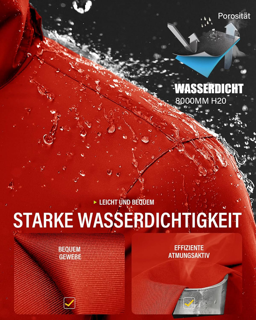 Coutyuyi Herren & Damen Regenanzug Reflektierender 100% Wasserdichter Anzug Outdoor Regenmantel Wind