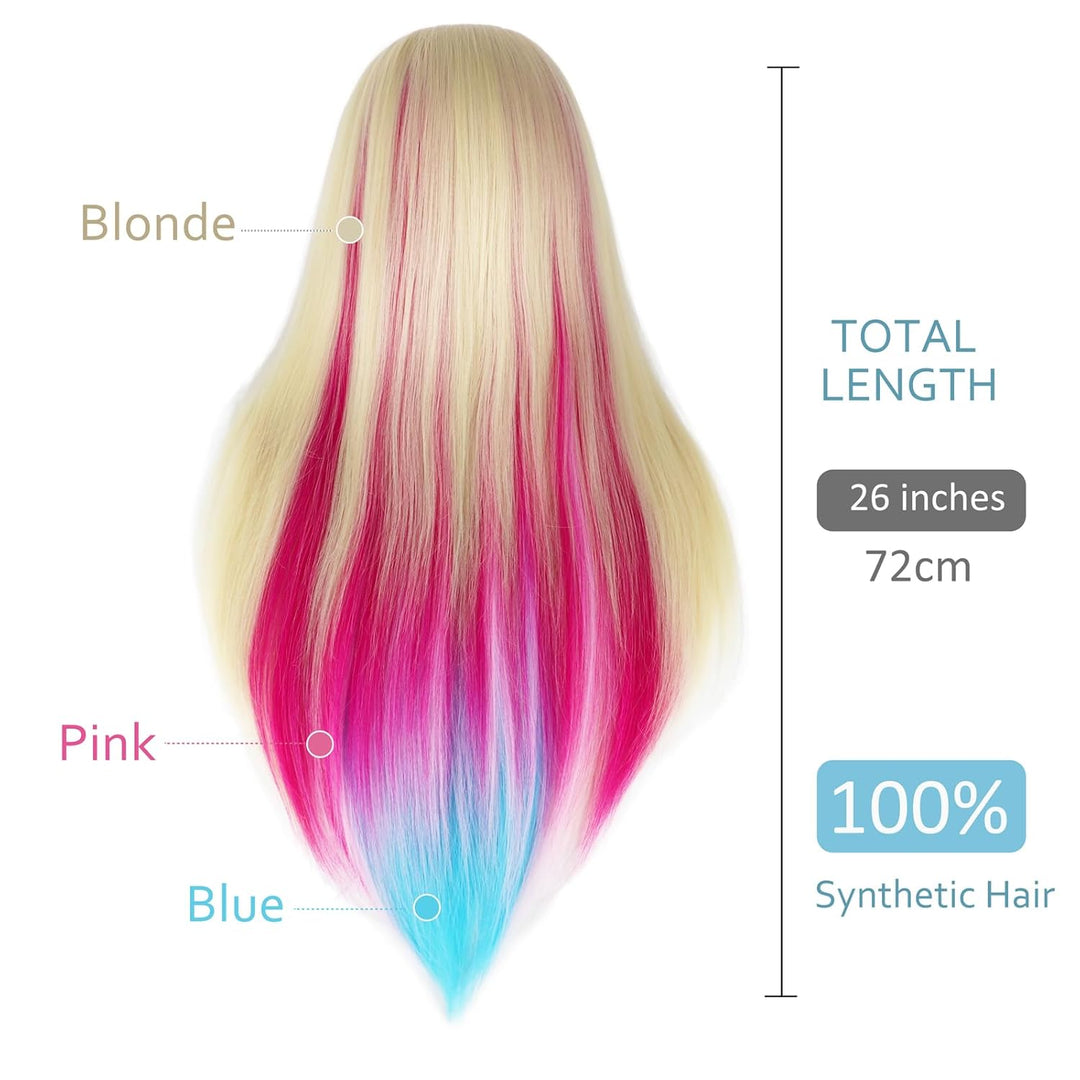 Hair Styling Training Head Synthetic hair, 23" Cosmetology Mannequin Head Hairdressing Manikin Doll