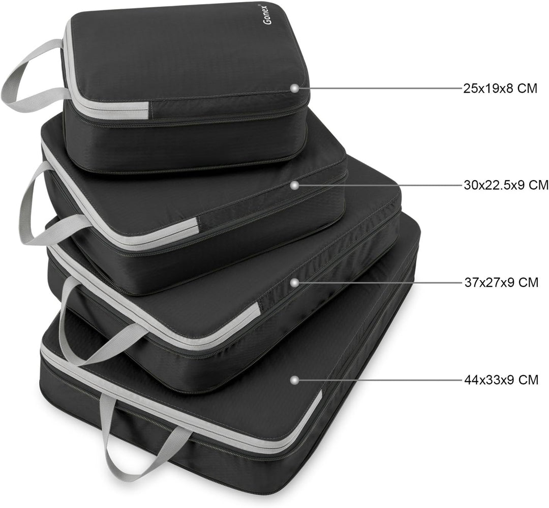 Compression Packing Cubes 3/4er Set, Gonex Kleidertaschen 4-teilig Verpackungswürfel, Kleidertaschen