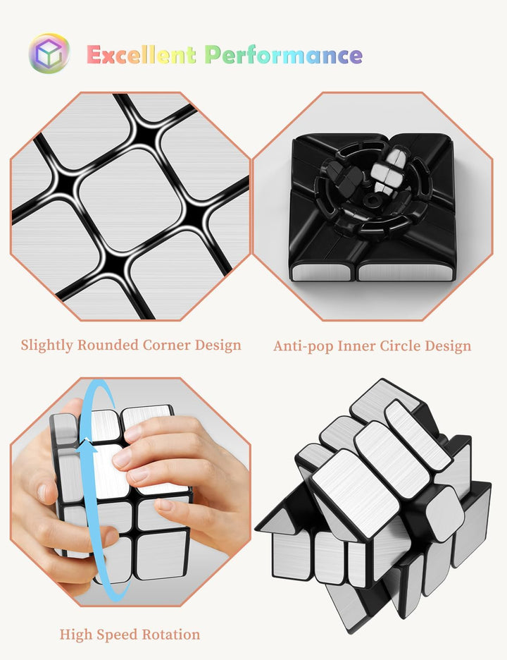 ROXENDA Speed Zauberwürfel Set, Würfel Set mit Silber Mirror Cube und Gold Mirror S Cube, Unregelmäs