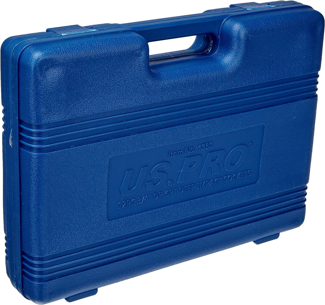 US PRO B1360 12 Stück 3/4 Zoll Dr Metric Cr-V Deep Impact Stecknüsse 6-polig, 0,01 V