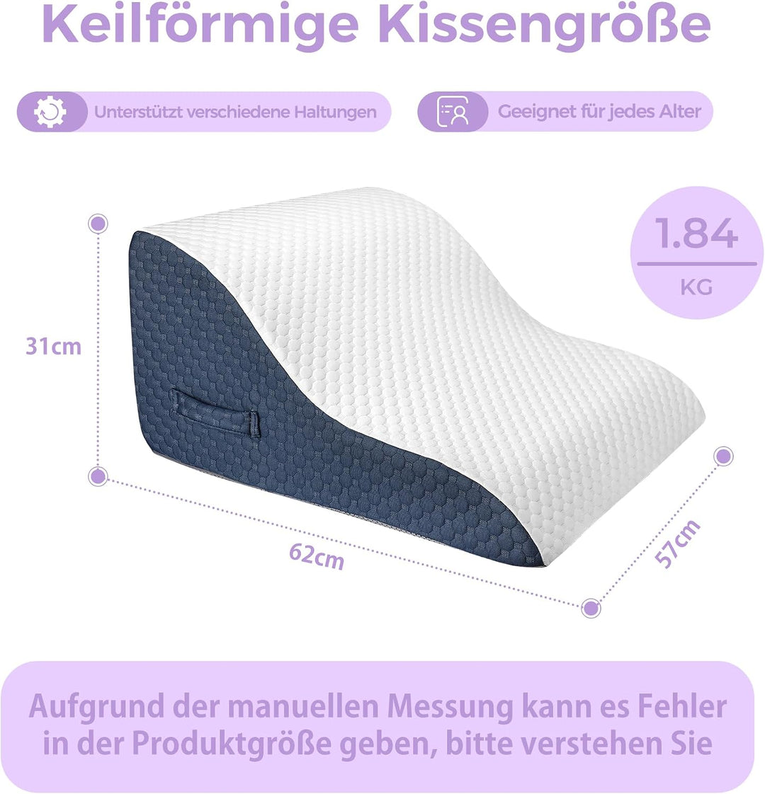 Babenest Kurvenform Keilkissen, Ergonomisches Orthopädisches Rückenkissen Hochdichter Schaumstoff Vi