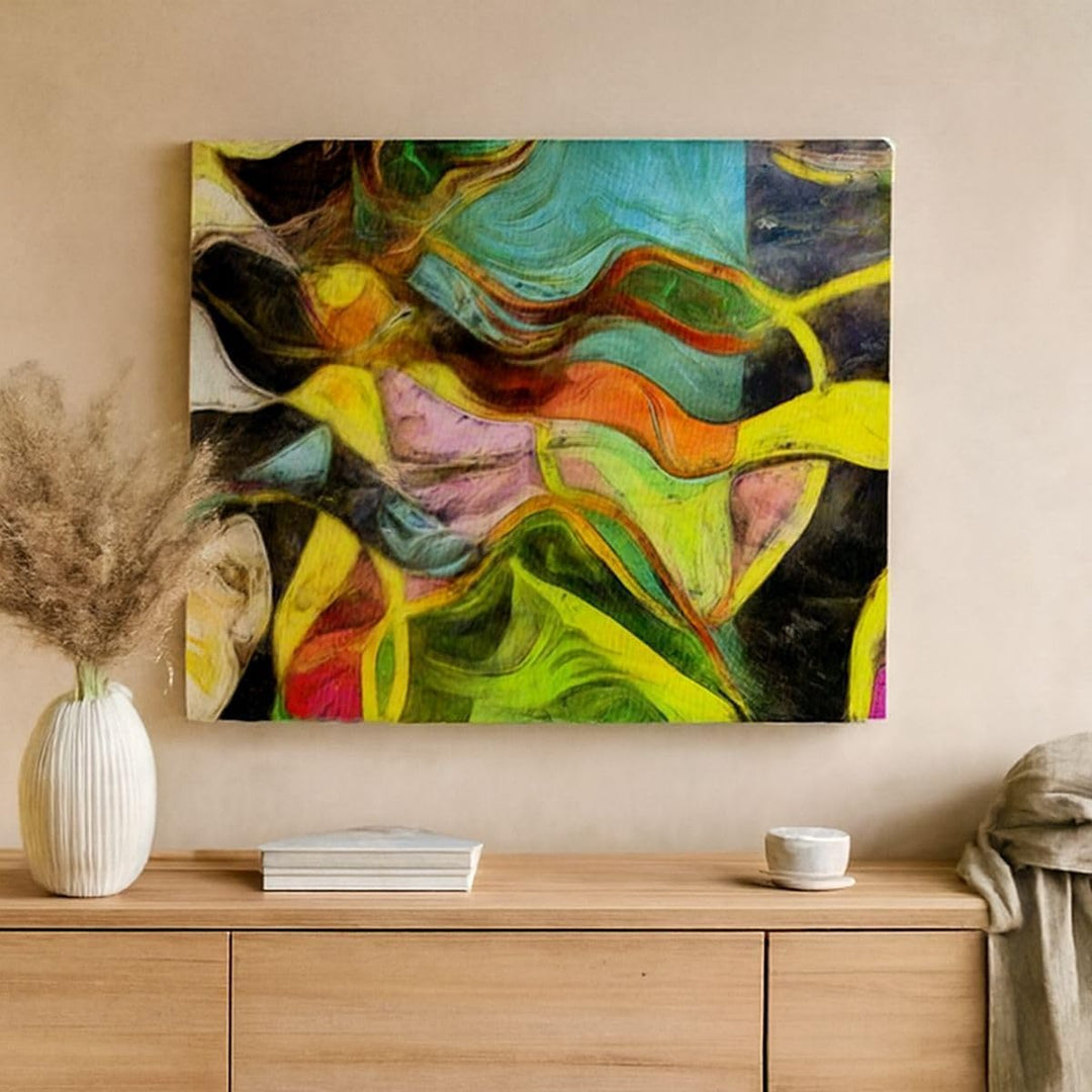 Bilder auf Leinwand 100x70cm Leinwandbild mit Rahmen Abstraktion modern Gross Wanddeko Bild Schlafzi