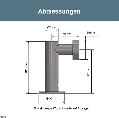 PHOS Design, TFM25-100, Türfeststeller mit Magnet, Edelstahl Vollmaterial matt, Türstopper, Fensters