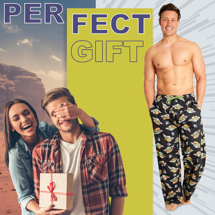 Disney Herren Lang Pyjamahose, Bequeme Loungewear PJs mit Taschen - Geschenke für Ihn 3XL Schwarz Ba
