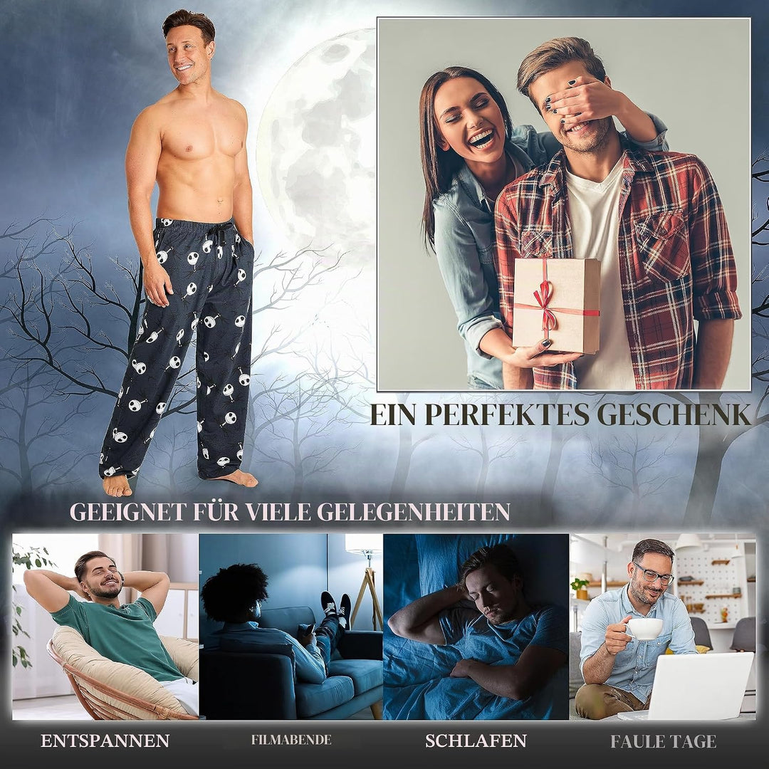 Disney Herren Lang Pyjamahose, Bequeme Loungewear PJs mit Taschen - Geschenke für Ihn XXL Marine Jac