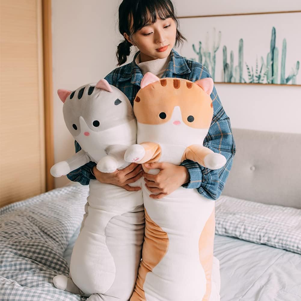 Bobomon Katze Kuscheltier stofftier Katze langes Kissen riesen XXL Kawaii gross plüschtier plüschkat