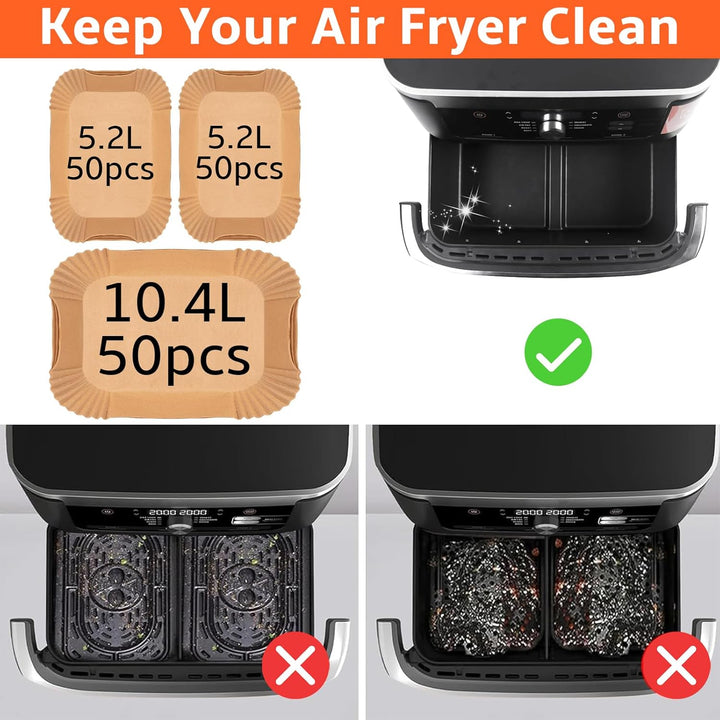 Heissluftfritteuse Zubehör für Ninja Foodi Flexdrawer 10,4 L AF500DE, 150 Stück Backpapier, Kompatib