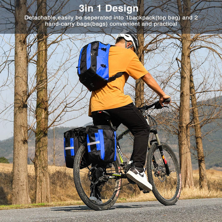 PELLOR Fahrrad Gepäcktaschen, 3 in 1 Multifunction 70L Gepäckträger Tasche Reissfest Gross Fahrradta