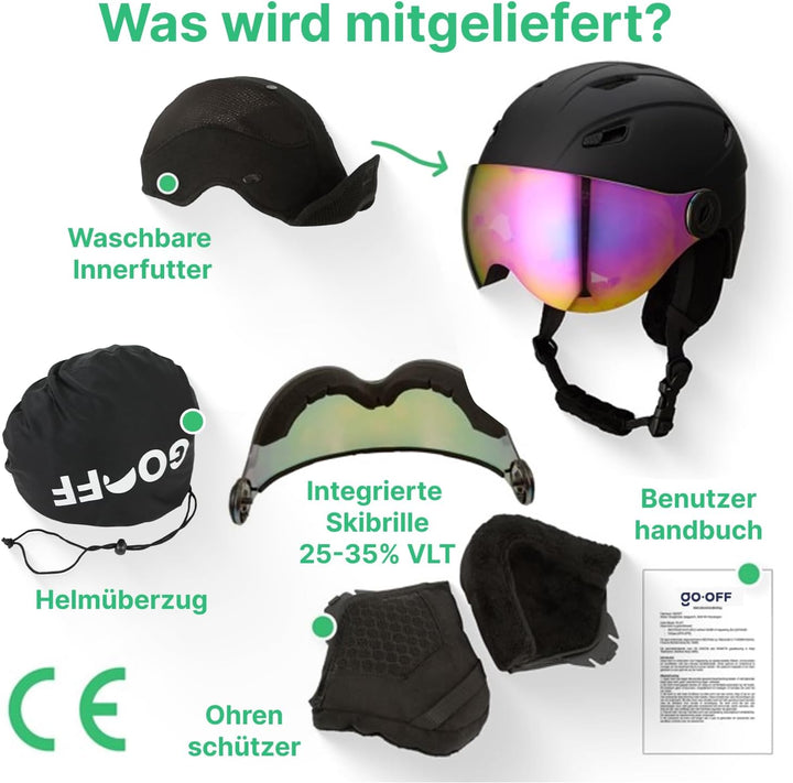 GOOFF Speed Skihelm mit Visier - Helm mit Belüftung und Schutz – Leichtgewicht und Renn-Design – int