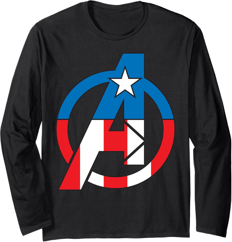 Marvel Avengers Captain America Costume Fill Logo Langarmshirt
