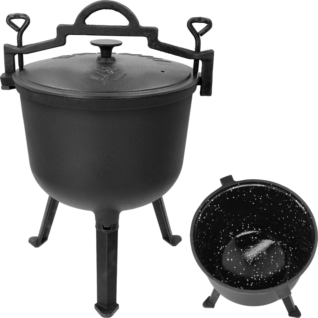 BROWIN® Gusseiserner Jagdkessel 330517 | 10 Liter | 42 cm Höhe | mit Griffen 35 cm Breite | Emaillie