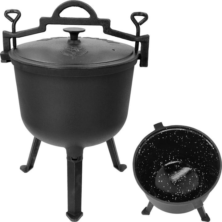 BROWIN® Gusseiserner Jagdkessel 330517 | 10 Liter | 42 cm Höhe | mit Griffen 35 cm Breite | Emaillie