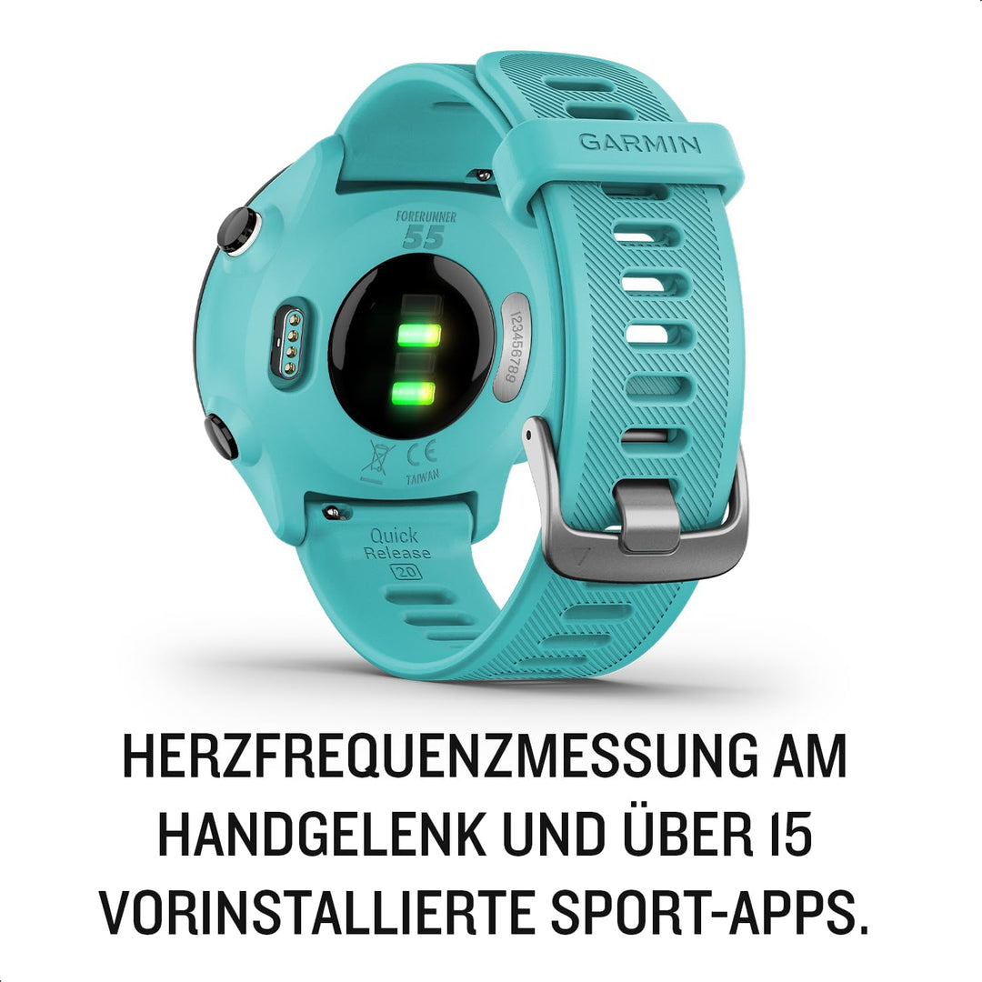 Garmin Forerunner 55 – GPS-Laufuhr mit 1,04“ Always-On-Farbdisplay, täglichen Trainingsempfehlungen,