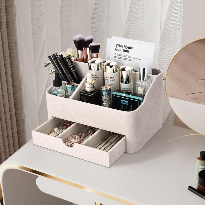 KINGFOM Büro Schreibtisch Organizer Mit 5 Fächern & Schubladen, Multifunktionales Stifte Organizer S