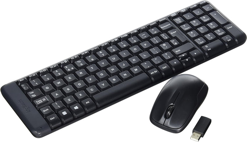 Logitech MK220 Kompaktes, Kabelloses Set mit Tastatur und Maus für Windows, Englishes QWERTY-Layout