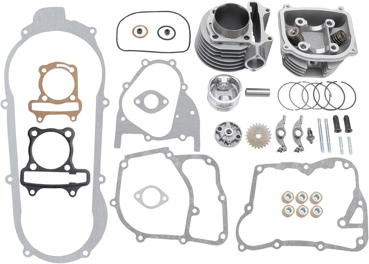 WOOSTAR 57,4mm Grosse Bohrung Kompletter Zylinder und Zylinderkopf Umbausatz Ersatz für 4 Takt GY6 1