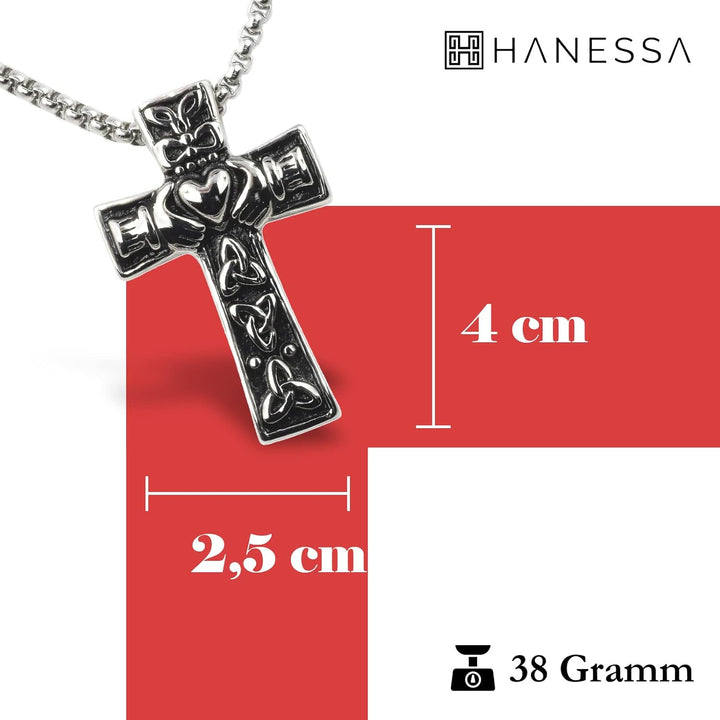 Hanessa Personalisierte Kette mit Gravur Edelstahl 60 cm mit Anhänger Kreuz in silber - Personalisie