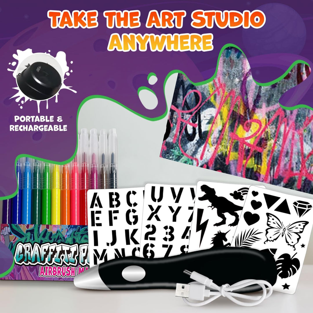 Splat Planet Graffiti Stift, Schnurlos Elektrisch Airbrush Sprühgerät Wasserfarben Sprühstift Airbru