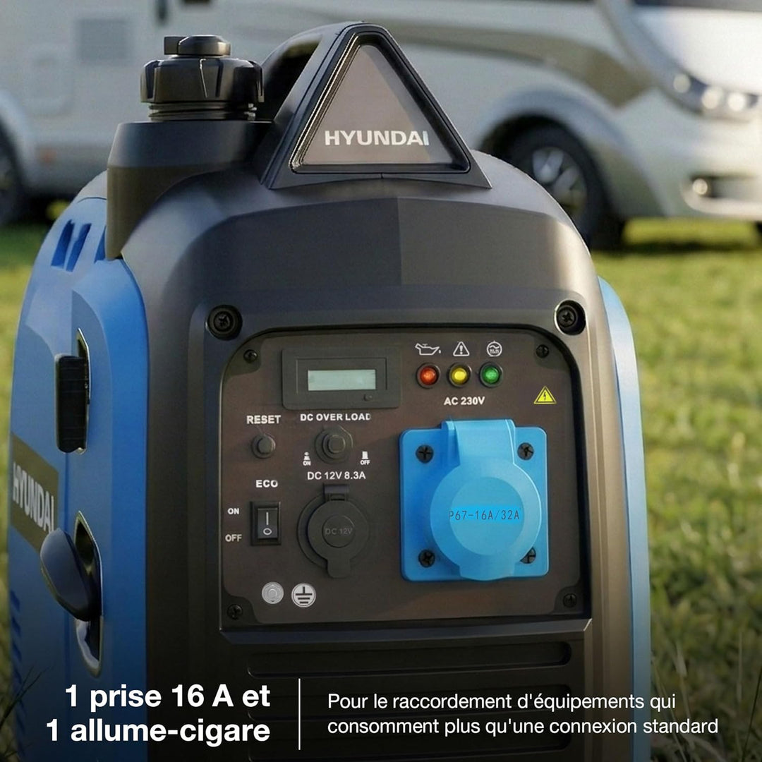 Hyundai Inverter-Generator, 3300 W/3 kW, kontinuierlich, Benzin, leise, reine Sinuswelle, Steckdose