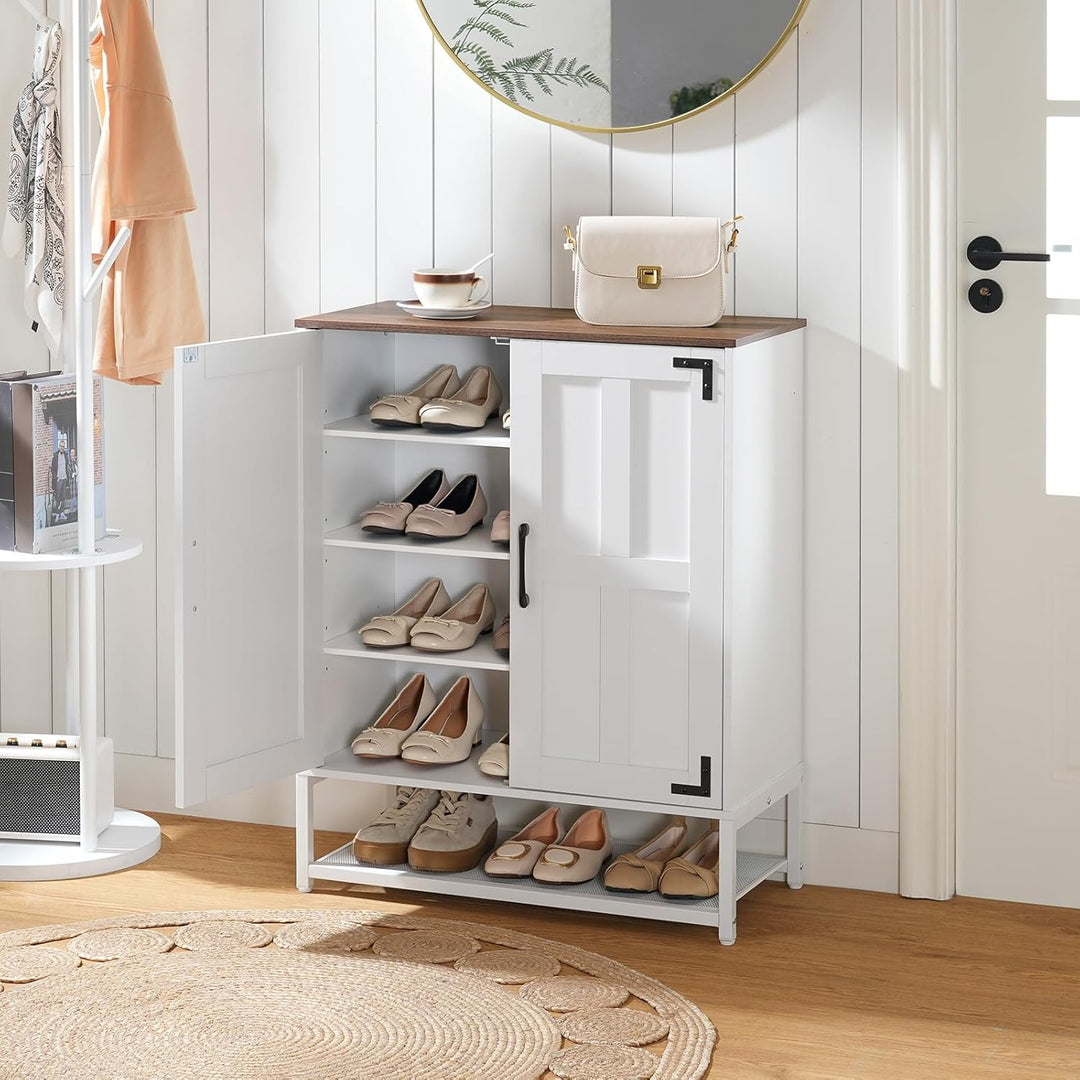 HOOBRO Schuhschrank, 6-stöckiges Schuhregal, Landhausstil, mit verstellbaren Ablagen, freistehend, S