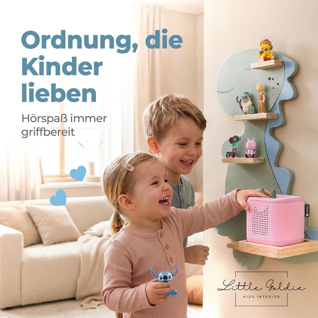 Little Goldie® Tonie Regal - für Tonie Figuren (magnetisch) und Box - Dino Motiv für Jungen und Mädc