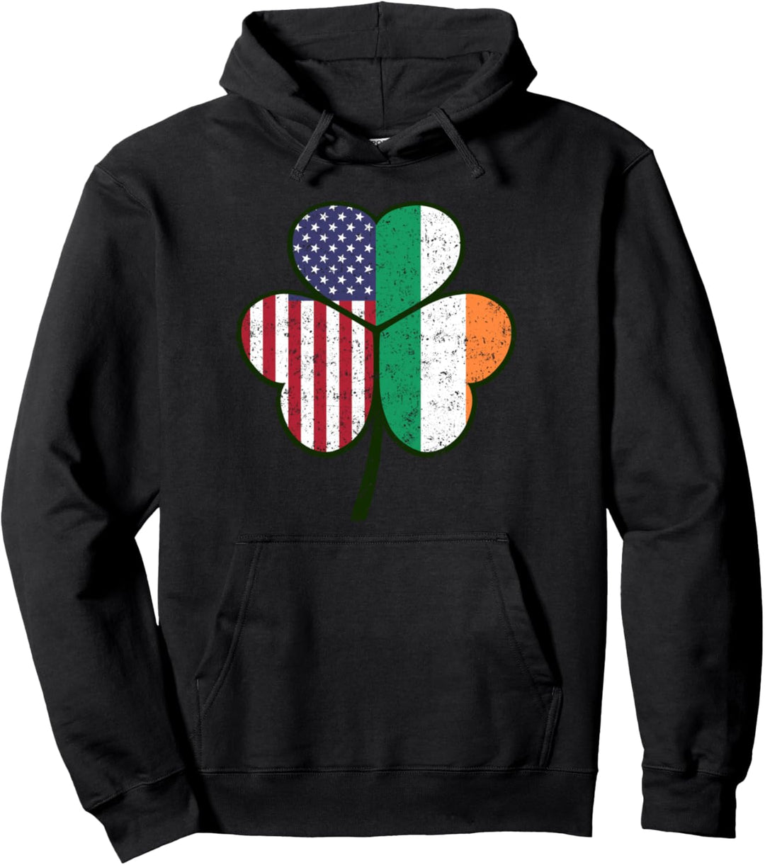 St Patricks Day Irish American Shamrock Green Clover Pullover Hoodie