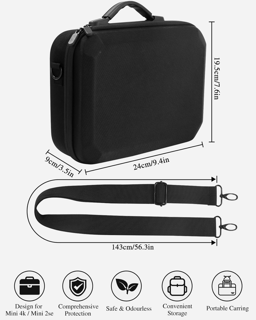 Tasche für DJI Mini 4K/2 SE Drohne, Tragbare Tragetasche für Drohne, RC-N1C Fernsteuerung, Propeller
