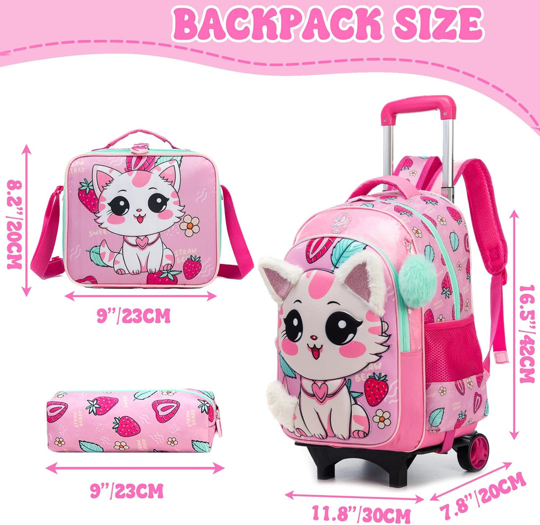 HTgroce Trolley Schulranzen Rucksack Schulrucksack Trolley Schultrolley Schulranzen Mädchen Gross Tr