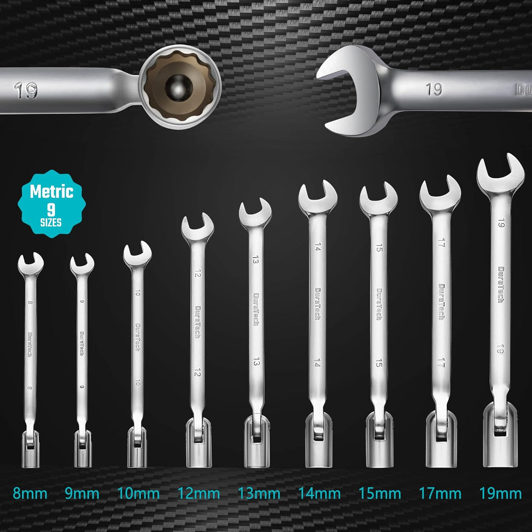 DURATECH Offener Ring-Steckschlüssel-Satz, Maul-Ringschlüssel mit flexiblen Köpfen Schraubenschlüsse
