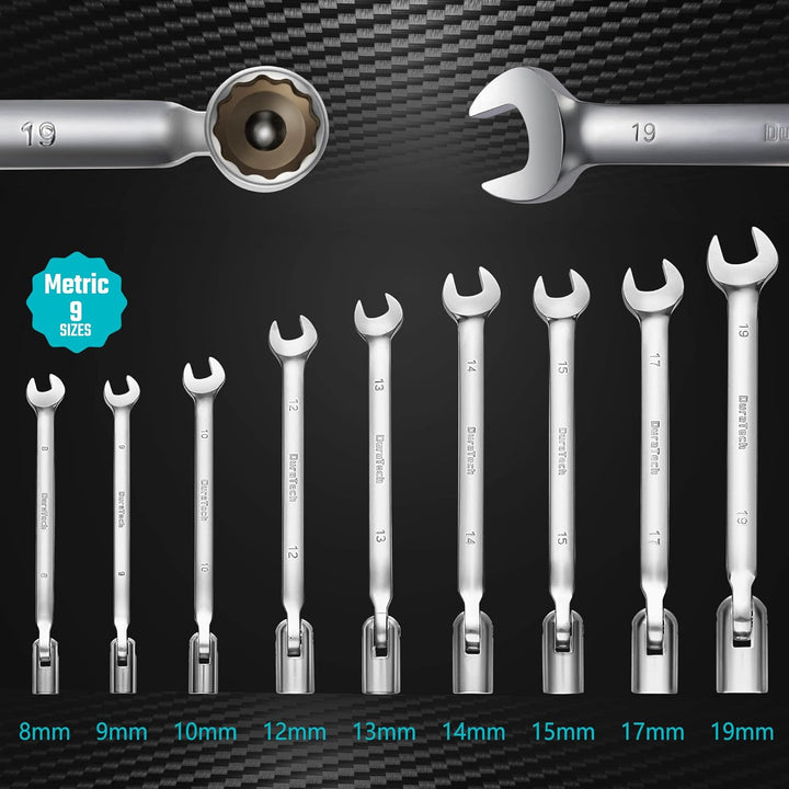 DURATECH Offener Ring-Steckschlüssel-Satz, Maul-Ringschlüssel mit flexiblen Köpfen Schraubenschlüsse