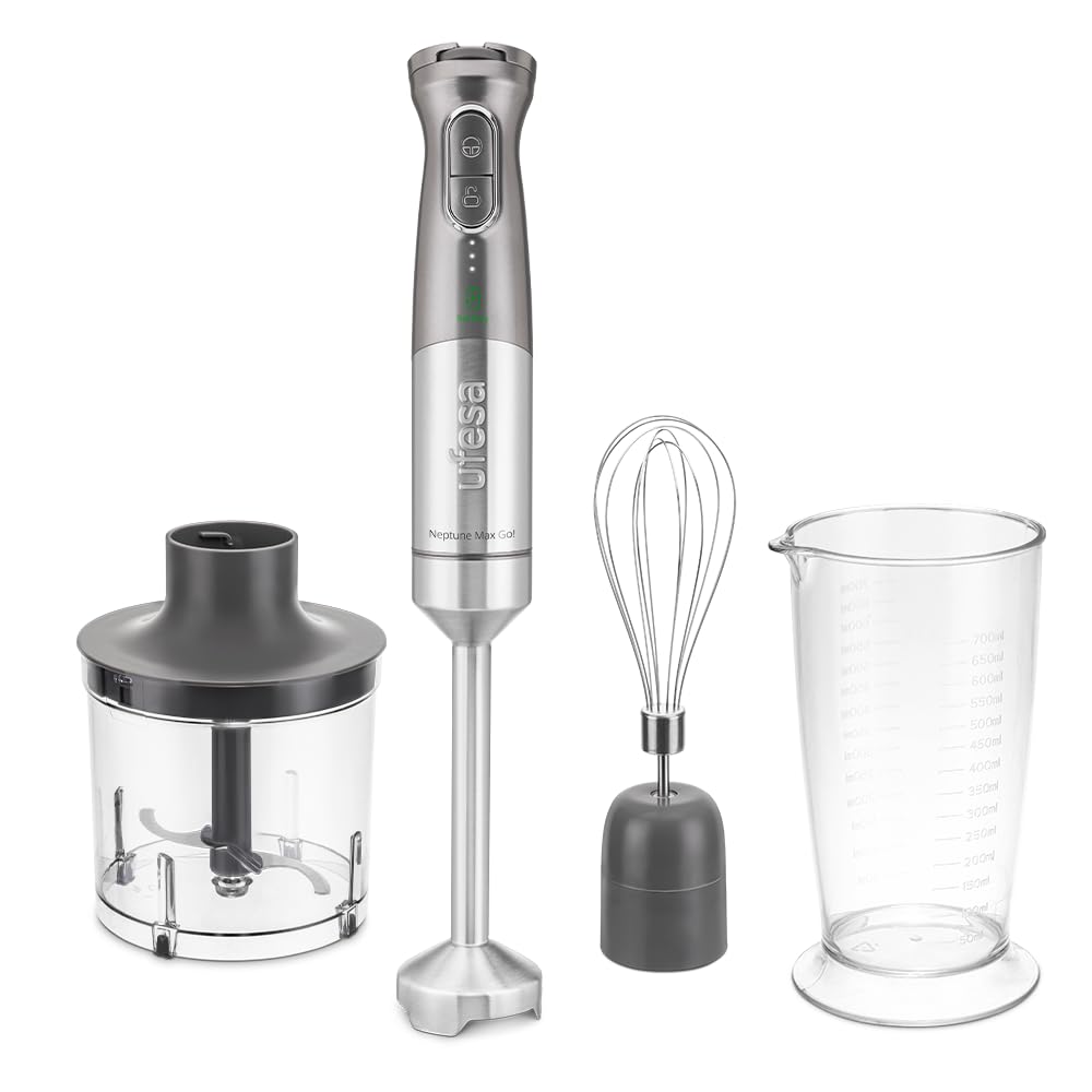 Ufesa Batidora de Mano Venus Max 1200W con Función Turbo, 4 Cuchillas Inox, Velocidad Variable, Dise