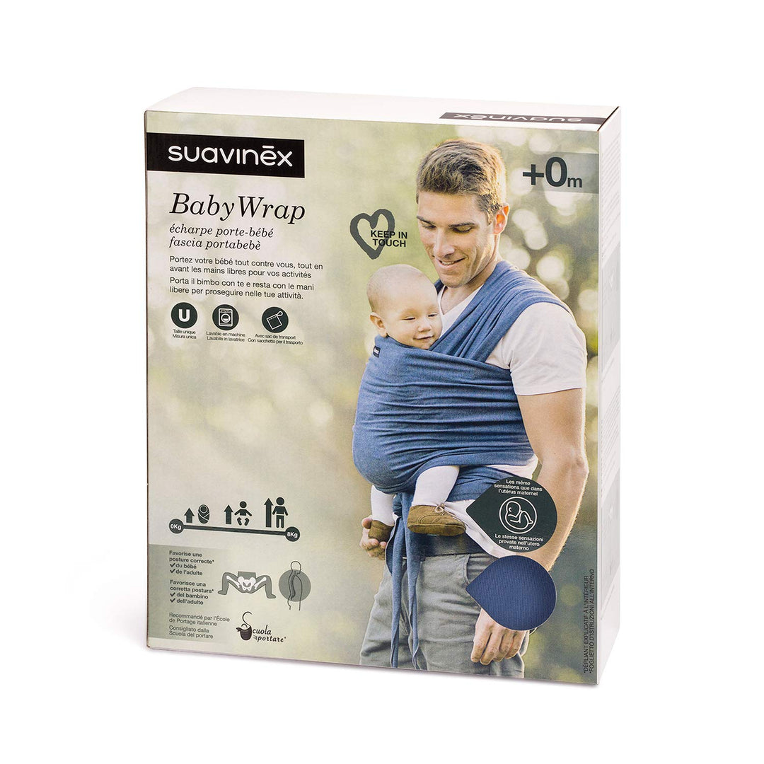 Suavinex 400869 Baby Wrap Babytragetuch, elastisch, Blau