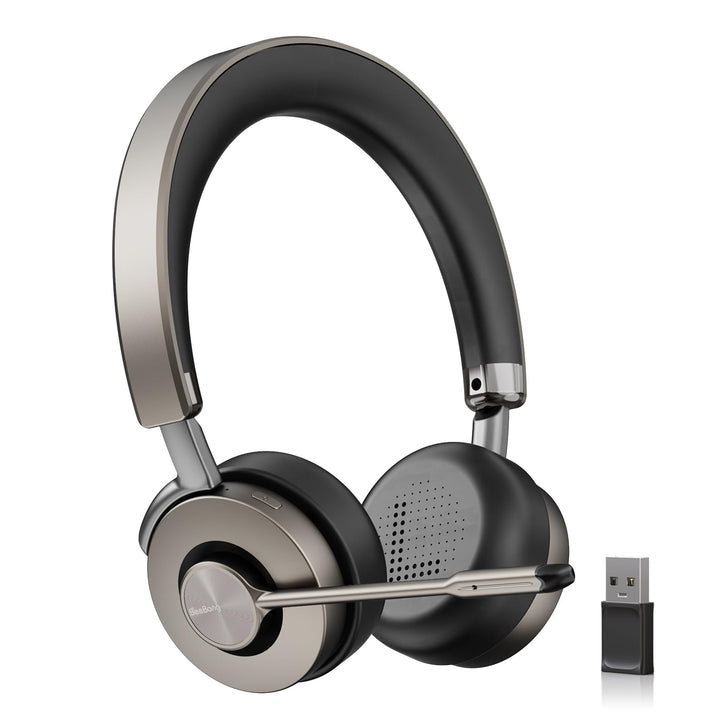 Beebang Bluetooth Headset mit Mikrophone, Kabelloses Headset für PC Laptop, 32h Gesprächszeit, USB A