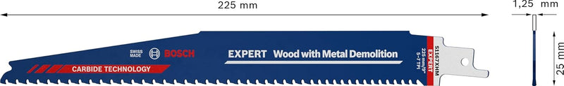 Bosch Professional 3x Expert ‘Wood with Metal Demolition’ S 1167 XHM Säbelsägeblatt (für Holz mit zä