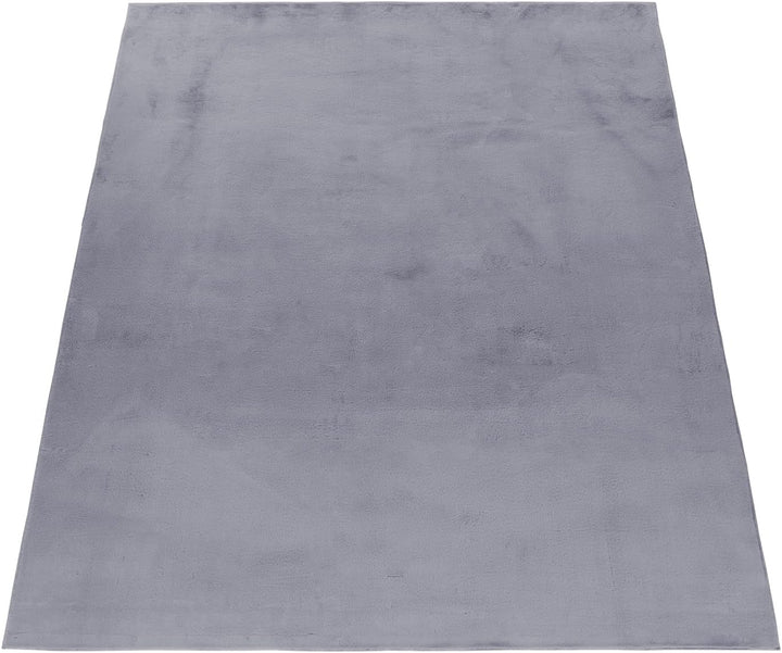 Carpetsale24 Teppich Wohnzimmer Einfarbig Modern Design 60 x 110 cm Grau - Hochflor Teppich Schlafzi