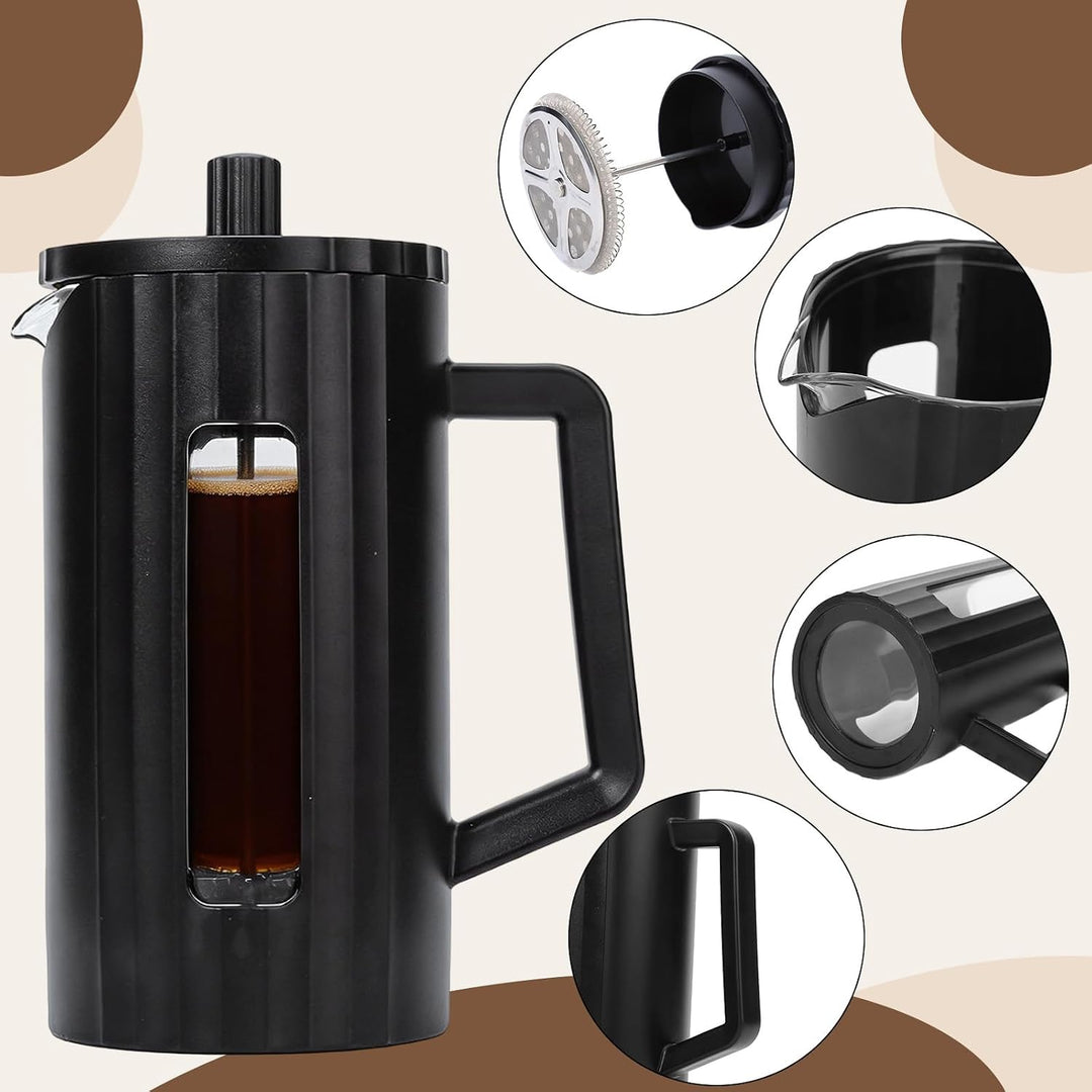 DASIAUTOEM French Press Kaffeemaschin 1L, Espressokocher, kanne Cold Brew und Heissgetränke, PP Edel