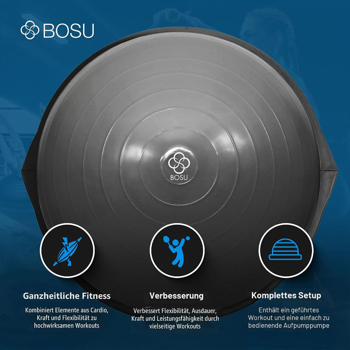 BOSU Pro Multifunktionaler Trainingsball für Zuhause, Fitnessstudio, Ganzkörper-Balance, Krafttraine