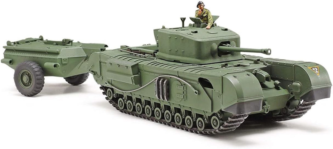 Tamiya 32594 - 1:48 Britischer Panzer Churchill Mk.VII Crocodile, Modellbau, Plastik Bausatz, Bastel