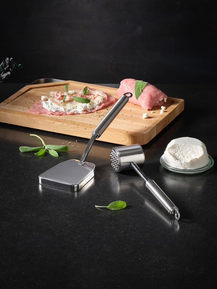 RÖSLE Fleischplattierer, Fleischklopfer zum Plattieren von Fleisch und Fisch, Edelstahl 18/10, Spülm