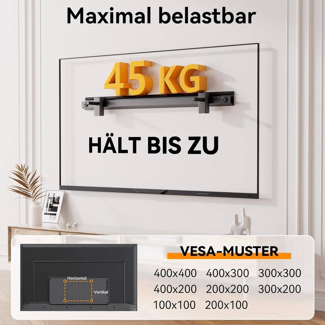Studless TV Wandhalterung für 22-55 Zoll Bildschirme bis zu 45kg, TV wandhalterung für rigipswand, M