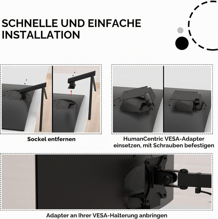 HumanCentric VESA Halterung Adapter für Samsung Curved Monitore U32R590, U32R590C, VESA Adapter Halt