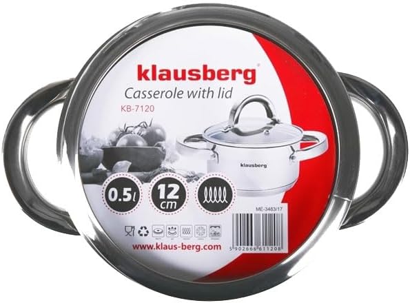Luckyberg Topf Induktion Kochtopf, Edelstahl, mit Glasdeckel Dampfloch, unbeschichtet, für alle Herd