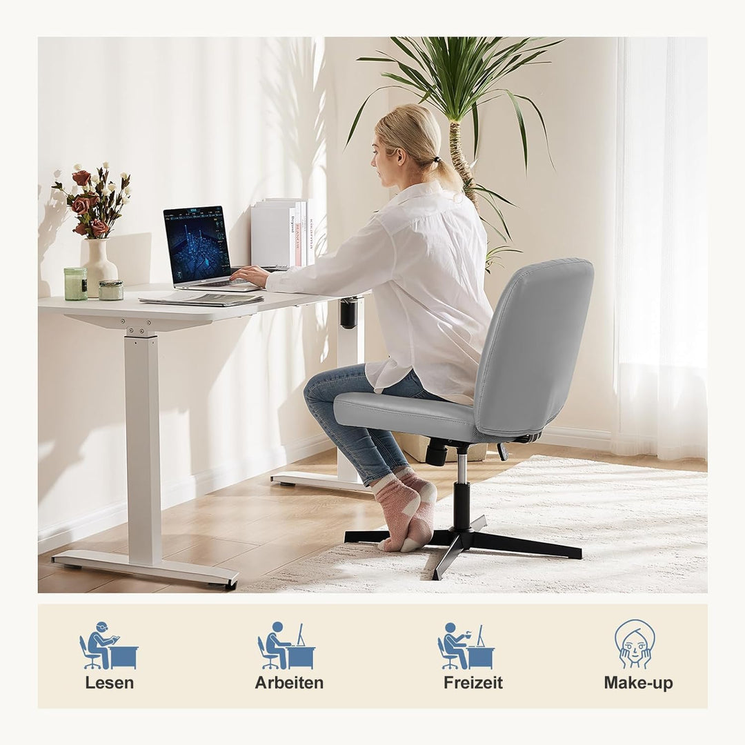 DUMOS Bürostuhl Ohne Armlehne, Teddysamt und Bequemes Netzgewebe Criss Cross Chair, mit Verbreiterte