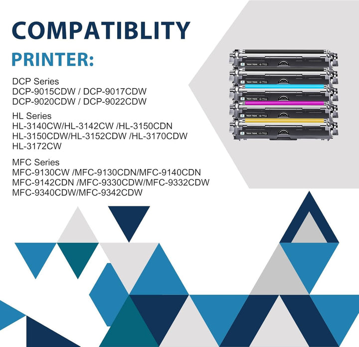 5er-Pack TN241 TN245 Kompatibel für Brother MFC 9332CDW DCP 9022CDW 9142 CDN HL-3142CW MFC-9332CDW D