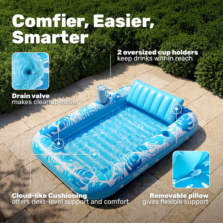 SLOOSH Aufblasbare Tanning Pool, 70" x 46"/ 85" x 57" Grosse aufblasbarer Luftmatratze für Erwachsen