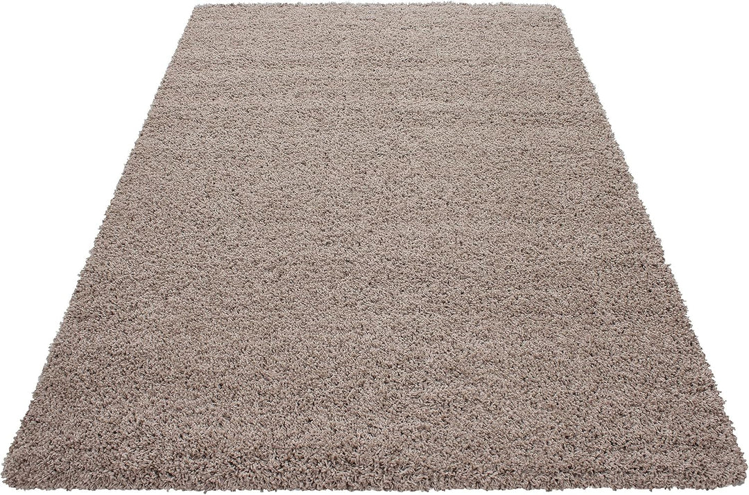 Homebyhome Shaggy Teppich Wohnzimmer Beige Flauschiger 80 x 150 cm Läufer Flur Einfarbig - Hochflor